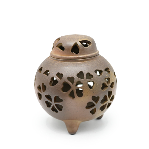 備前焼透かし香炉(桐箱付き)作家：山口功 - 備前焼通販ギャラリー