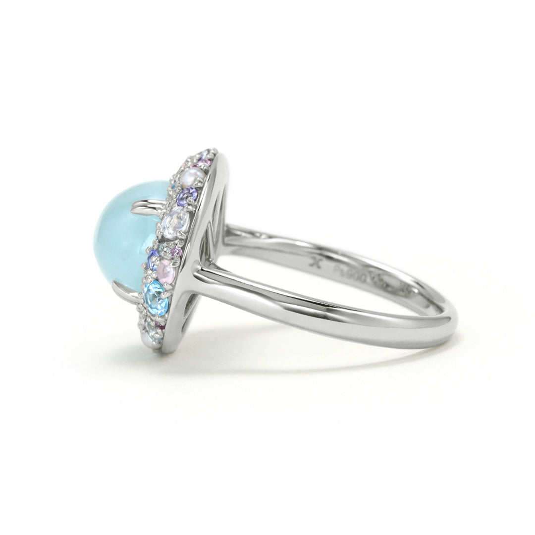店舗限定】ミルキーアクアマリン プラチナ900リング・スノールナブーケ