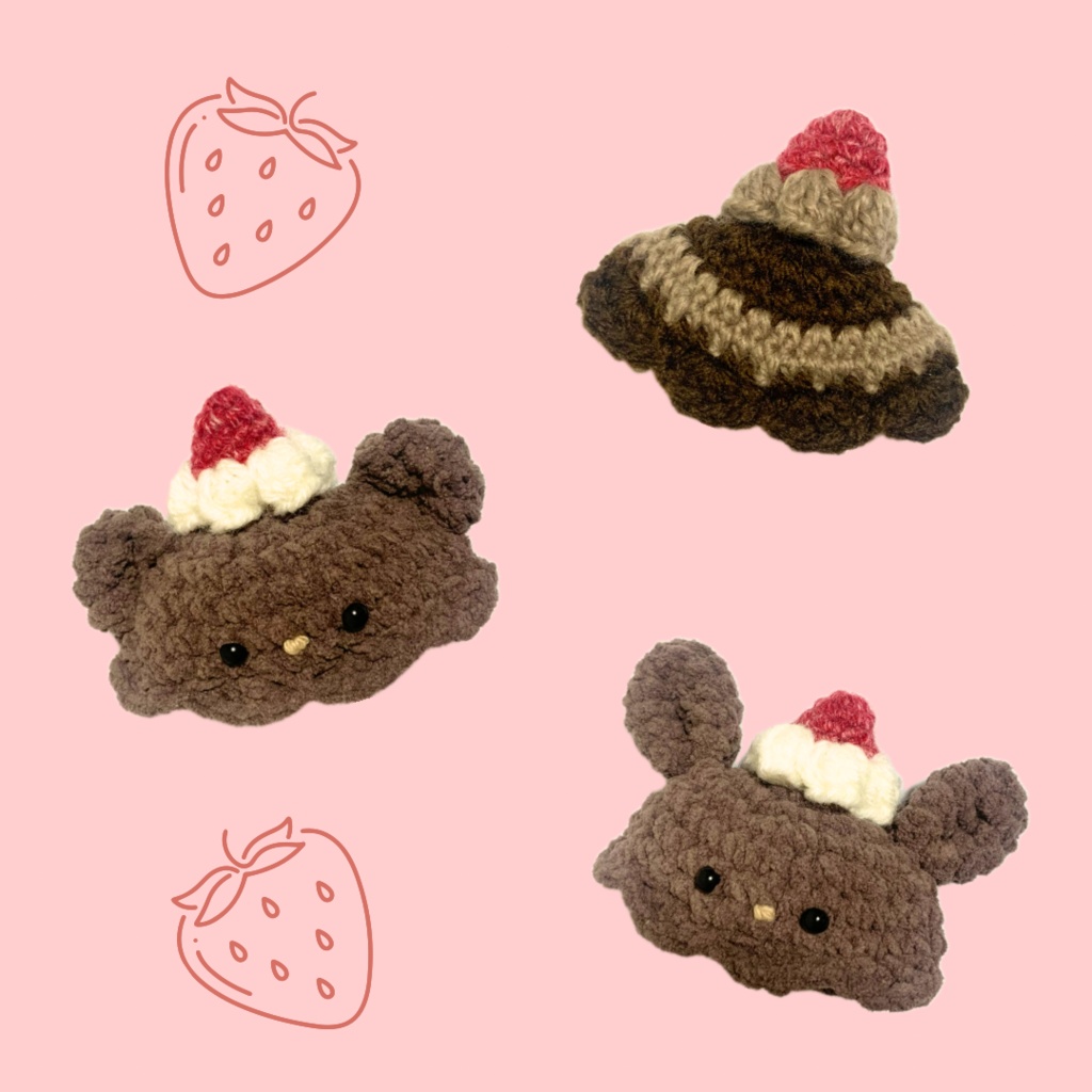 ぬい服｜10cm 12cm 14cm｜くまさん・うさぎさんチョコケーキのお帽子