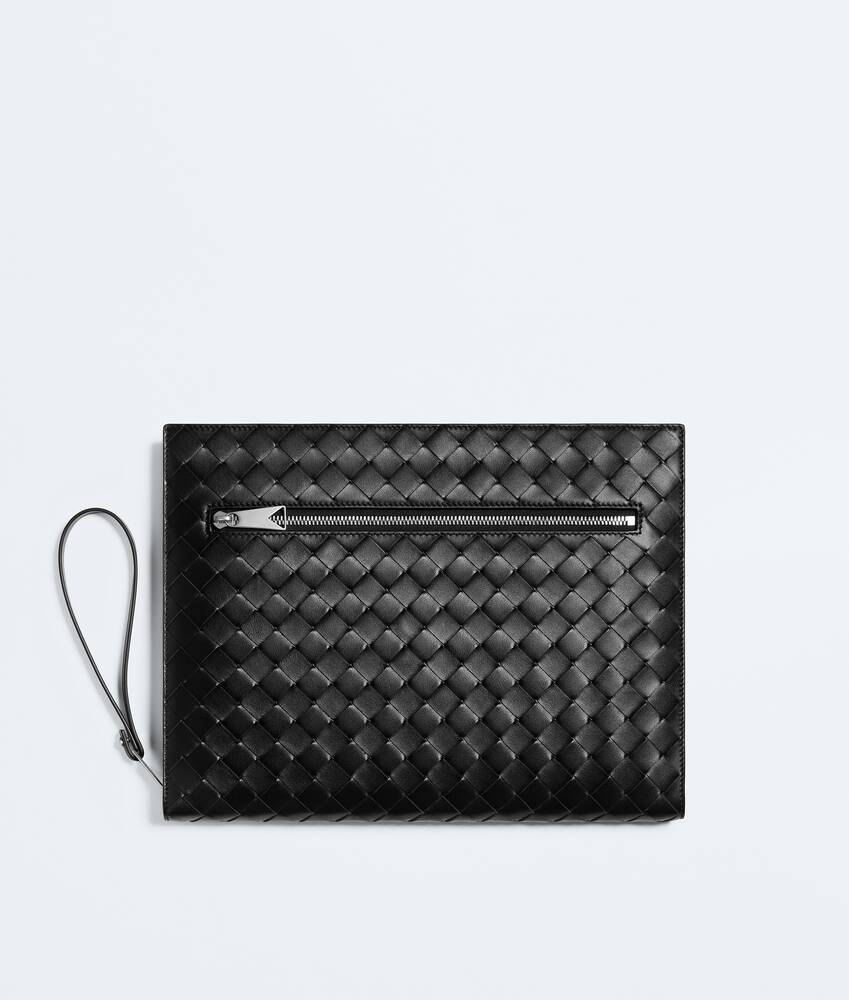 Men's Intrecciato Document Case With Wristlet in Black | Bottega
