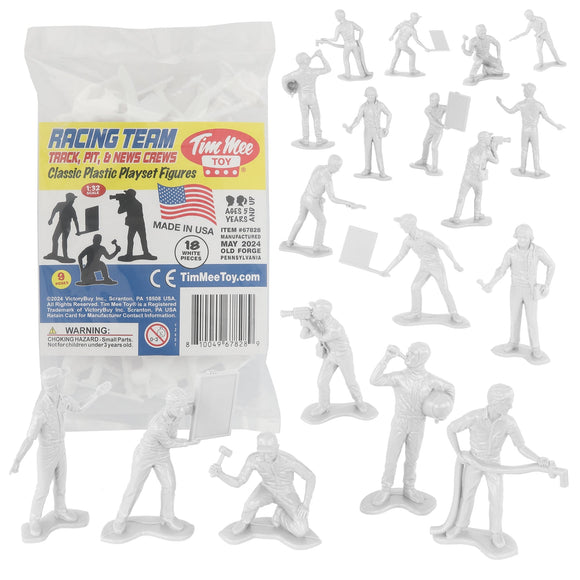 TimMee Car RACING TEAM Pit Track & News Crews White Plastic Toy