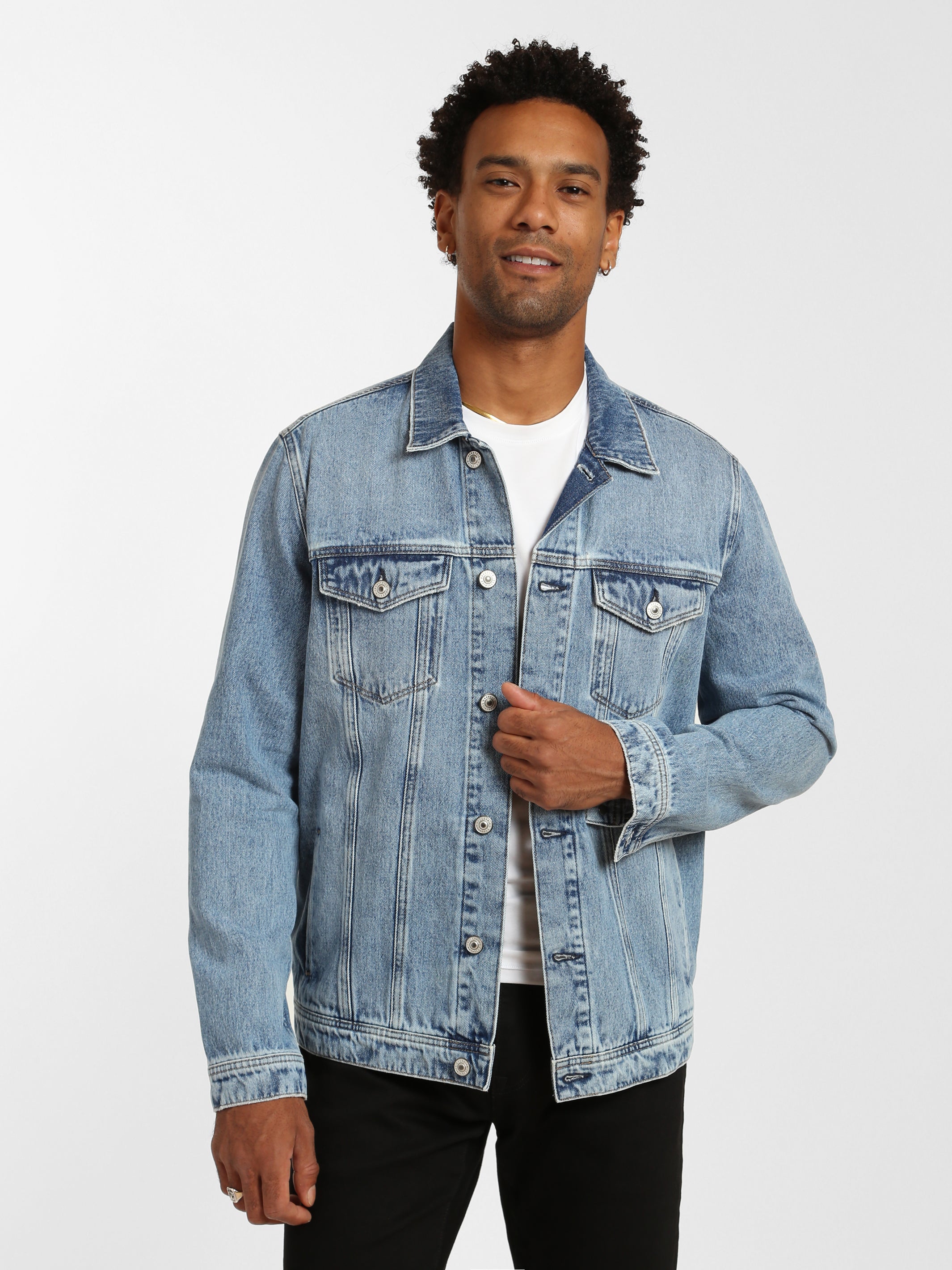 Brooklyn Industries Men's Smith Denim Jacket in Mid Shaded Denim