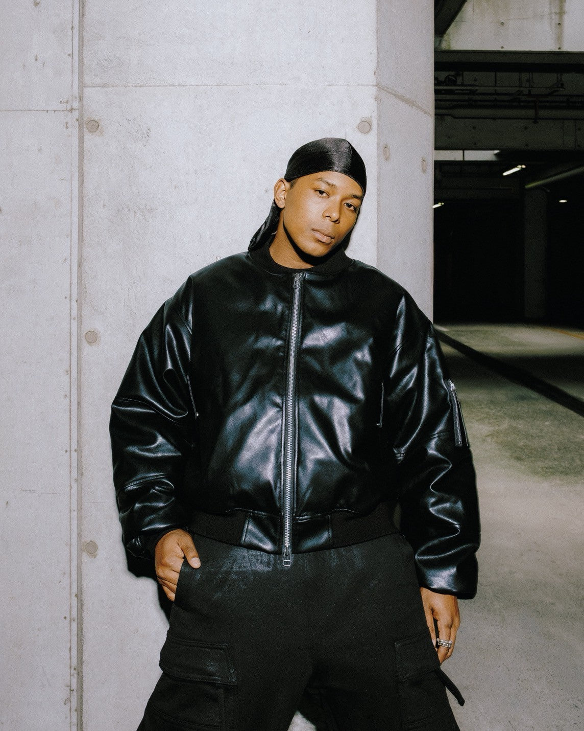 FAUX LEATHER BOMBER JACKET / BLACK｜BREATH ブレス - BAD HOP