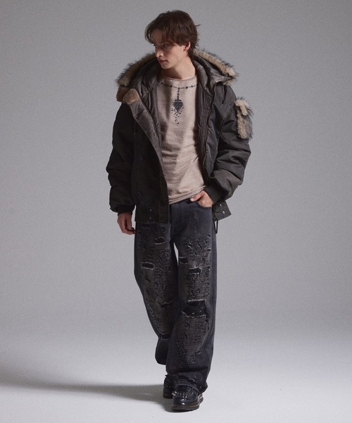 GRANCY】ファーポケットデザインフェードN2Bジャケット / Furpocket