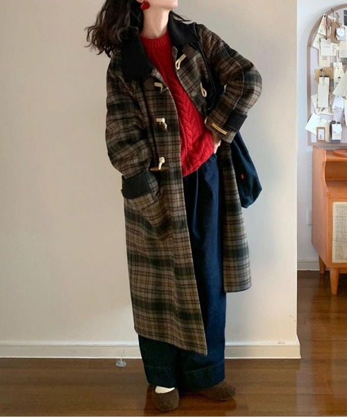 チェック柄ダッフルコート（ダッフルコート）｜CHUL（チュル）の