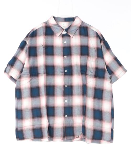 90sBANANA REPUBLICオンブレレーヨン長袖シャツ 日本製西脇レーヨン