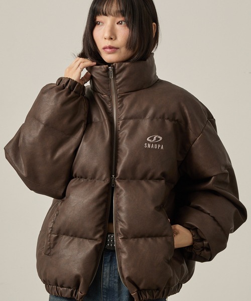 Snap club】ヴィンテージ加工ビッグスタンドダブルジップ中綿