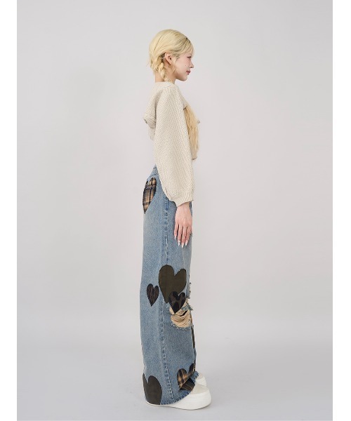 Darich（ダーリッチ）の「ランダムハートパッチワークデニムパンツ
