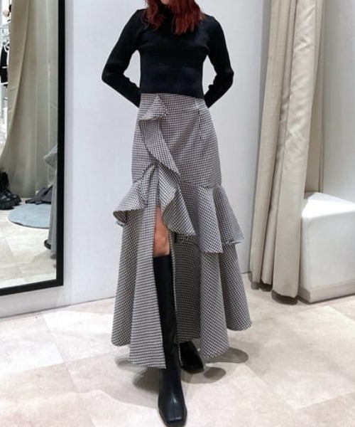 フリルスリットハイウエストスコートショートパンツ 秋服 冬服