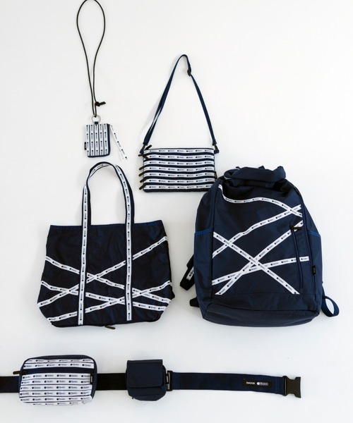 レスポートサック&ZUCCA コラボ ボディバッグ ネイビー ストライプ