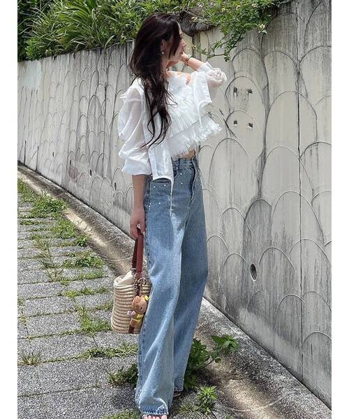 MERCURYDUO（マーキュリーデュオ）の「パールデニムパンツ（デニム