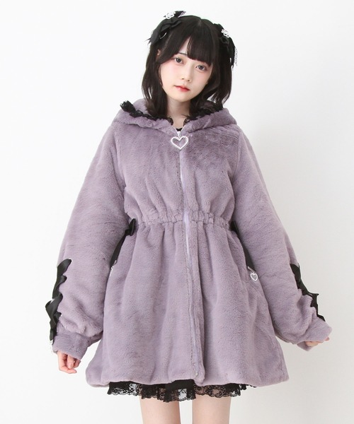 選べるフードデザインフレアファーコート（その他アウター