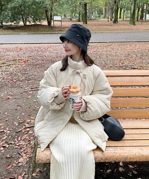 hinari（ヒナリ）の「中綿リボンミドルコート（ブルゾン）」 - WEAR