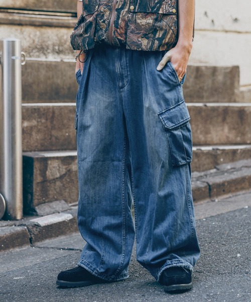 RAGEBLUE（レイジブルー）の「LIGHT OZ DENIM WIDE CARGO PANTS/ライト