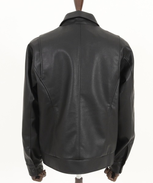mj10378- Synthetic Leather Zip Up Jacket ジップアップジャケット