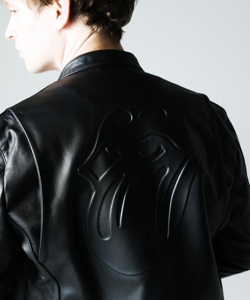 THE ROLLING STONES×JACKROSE】 COW LEATHER SEMI DOUBLE STAND RIDERS