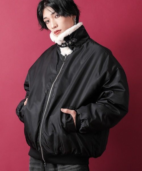 a.p.o.v. ファー襟ナイロン中綿オーバーサイズフライトジャケット