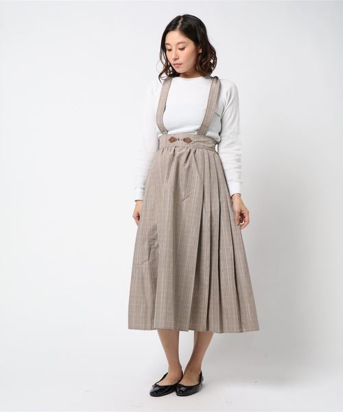 axes femme（アクシーズファム）の「サスペンダー付ロングスカート