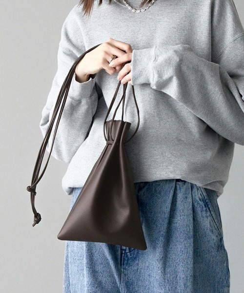Alfred Alex】synthetic leather drawstring shoulder bag