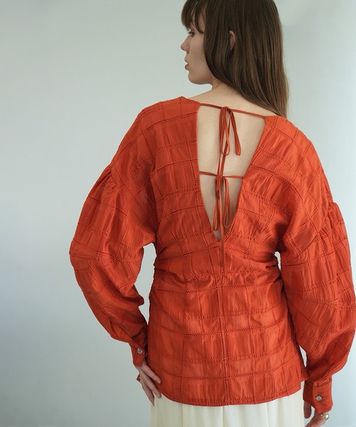 CLANE（クラネ）の「SHEER CHECK TUCK WAIST BLOUSE（シャツ/ブラウス