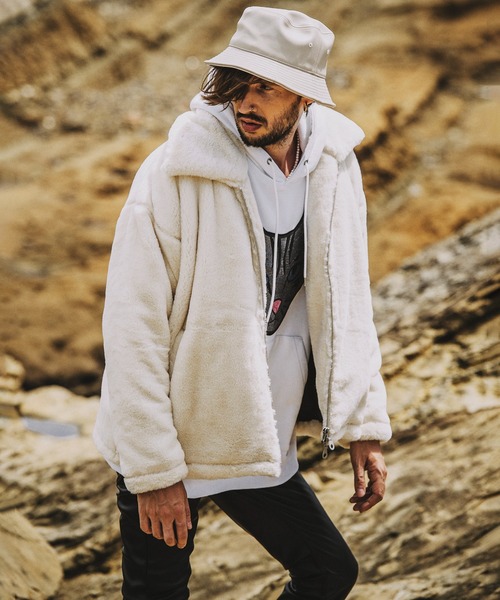 セール】【NO ID.】Fake Fur Big Collar Blouson / フェイク ファー