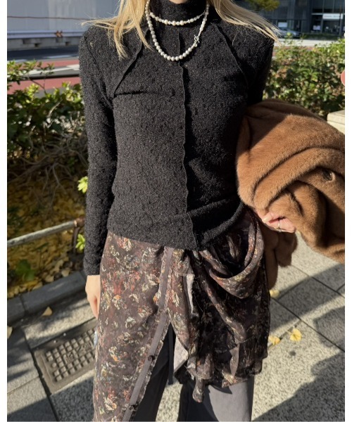 ハイネックストレットレーストップ / High Neck Stretch Lace Top（T