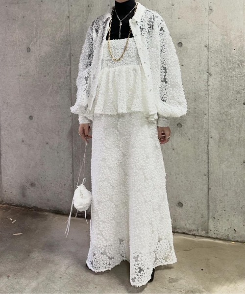 PERNA（ペルナ）の「フラワーフリルレースシャツ（シャツ/ブラウス