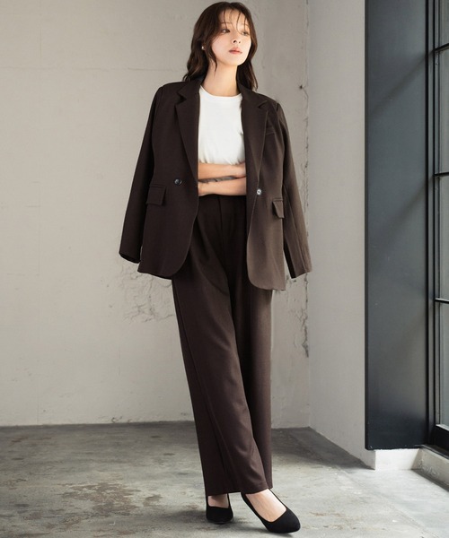 セール】洗える スーツ セットアップ テーラードジャケット ワイド