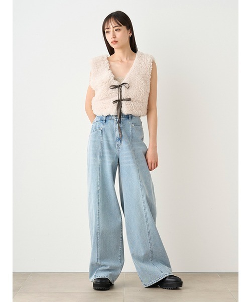 SNIDEL（スナイデル）の「デザインワイドデニム（デニムパンツ）」 - WEAR