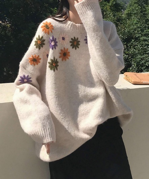 aimoha（アイモハ）の「花刺繍ニットセーター（ニット/セーター）」 - WEAR