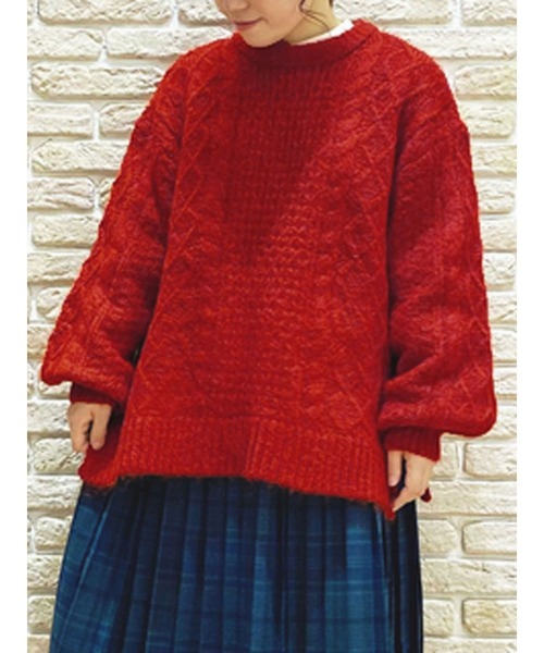 Samansa Mos2（サマンサ モスモス）の「アルパカ混ケーブル柄ニット