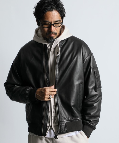 美品 The DUFFER ダファー N2B フライトジャケット本革 山羊革 黒 The