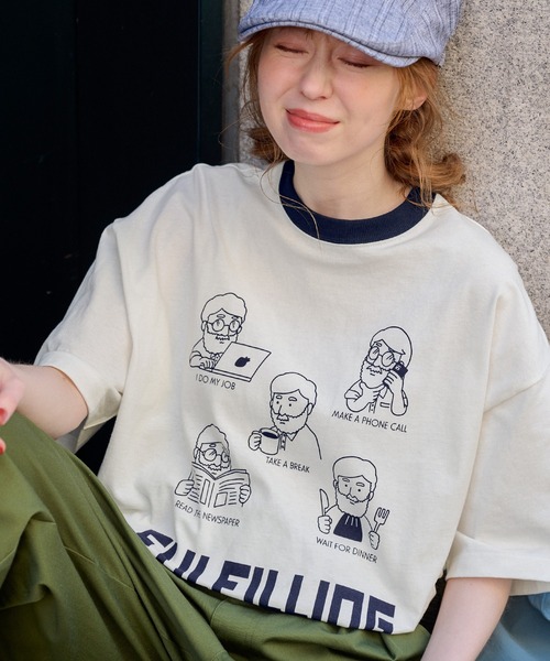 オーバーサイズOJISANグラフィック半袖Tシャツ MONO-MART LADY'S│MONO