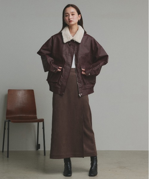 セール】ヴィンテージライク 襟ファー付きブルゾン（ライダース