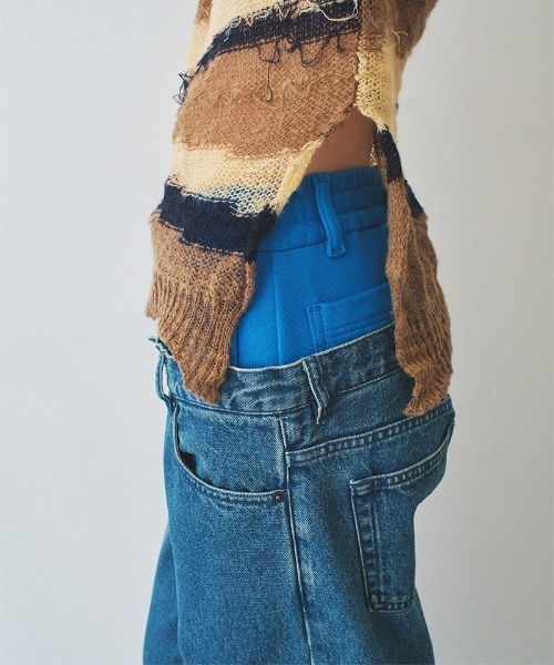 soduk（スドーク）の「easy layered denim trousers（デニムパンツ