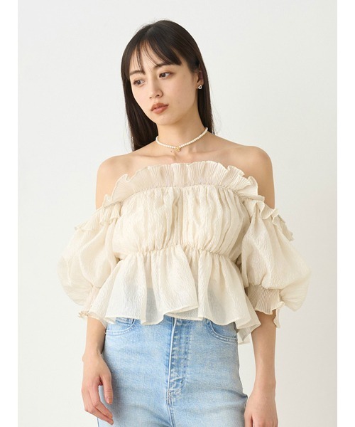 SNIDEL（スナイデル）の「ジャガードボリュームギャザーオフショル