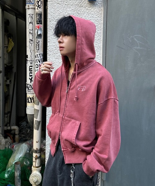 ADAMASTE（アダマスト）の「Double Zip-Up Short Hoodie - ダブル