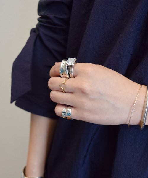 SILVER925サイドジルコニア埋め込みリング/メンズ/レディース（リング