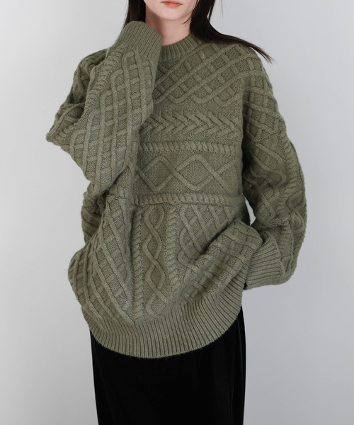 セール】ランダムケーブルオーバーニット（ニット/セーター）｜select