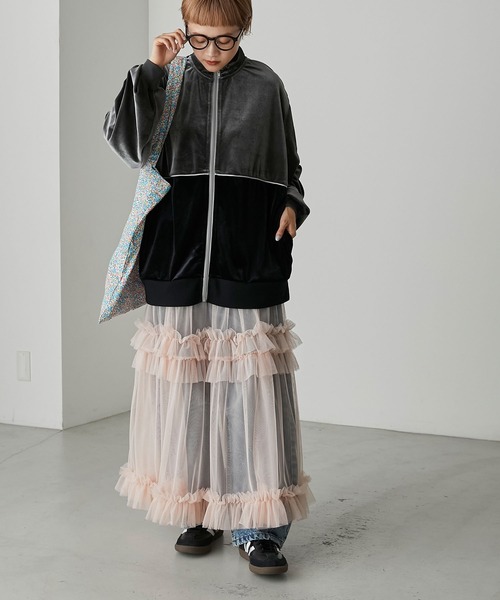 forksy.】ベロアバイカラーライントラックジャケット forksy.│MONO