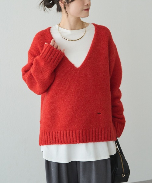 セール】アルパカ混深Vネックニットプルオーバー（ニット/セーター