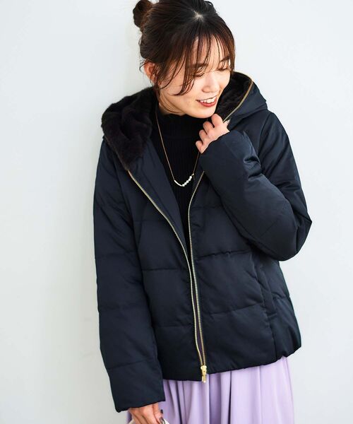 セール】ファーフードショートダウン（ダウンジャケット/コート）｜le