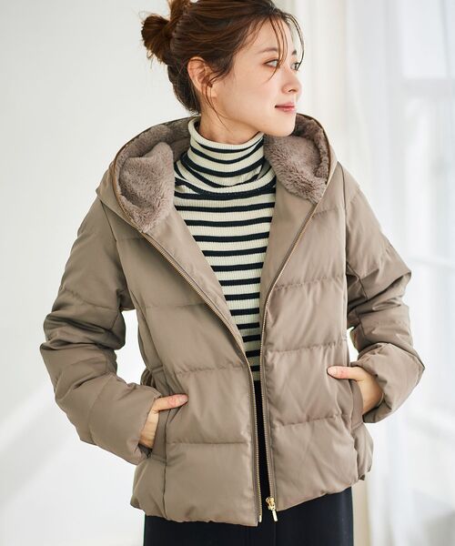 セール】ファーフードショートダウン（ダウンジャケット/コート）｜le