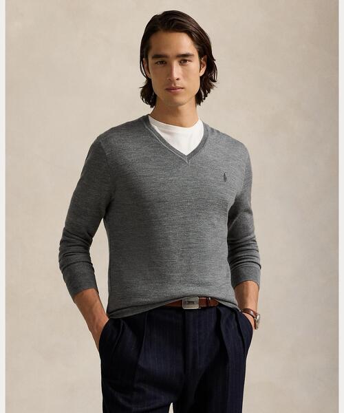 スリム フィット ウォッシャブル ウール Vネック セーター（ニット