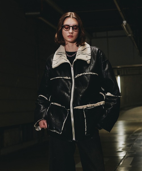 REVERSIBLE FAKE MOUTON BOA JACKET/リバーシブルフェイクムートン