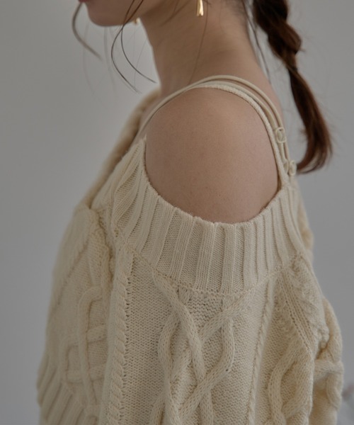 one shoulder cable knit / ワンショルケーブルニット（ニット