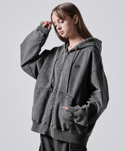 CLEL】Heavy Weight Logo Embroidered Full-Zip Hoodie/ヘビーウェイト