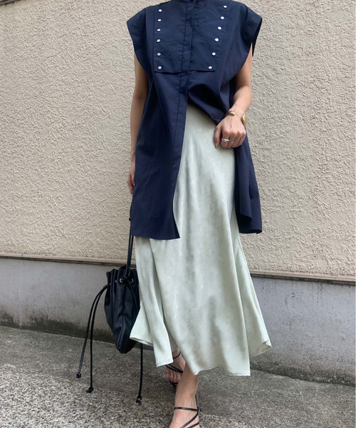 Ameri（アメリ）の「SATIN JACQUARD FLARE SKIRT（スカート）」 - WEAR