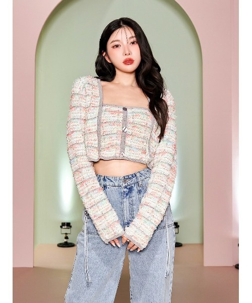 ミックスツイードニットトップス（ニット/セーター）｜Darich