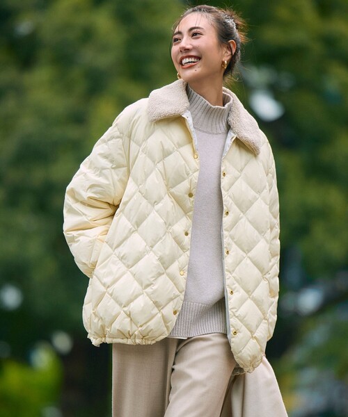 セール】【野呂佳代さん着用】TAIONコラボ ボア襟 リバーシブルダウン